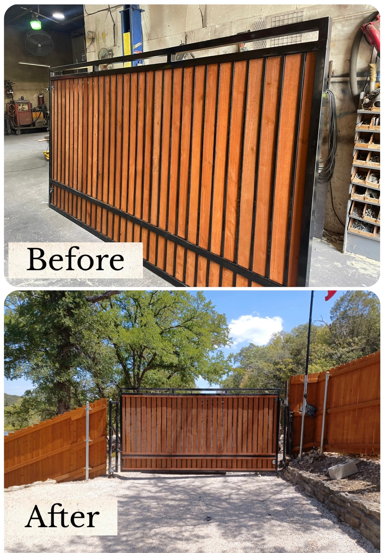 Gate installation before and after